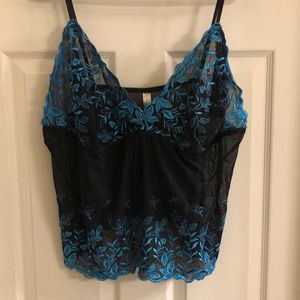 Black turquoise floral chemise